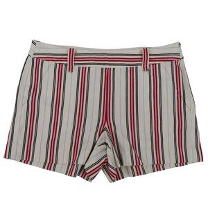 LOFT Womens 6 Red White Blue Striped Shorts Has Pockets Belt Loops Patriotic